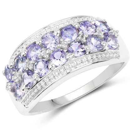 1.44 Carat Genuine Tanzanite & White Topaz .925 Sterling Silver Ring Bids.com