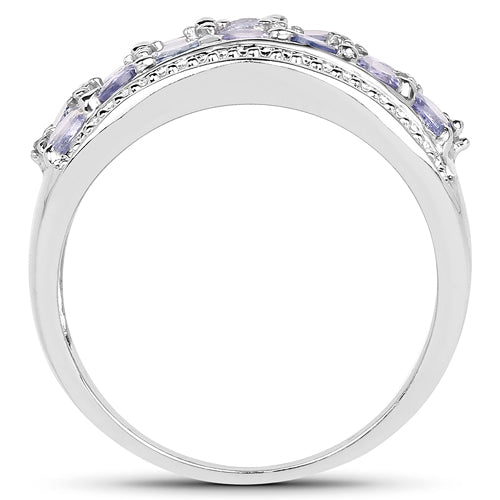 1.44 Carat Genuine Tanzanite & White Topaz .925 Sterling Silver Ring Bids.com