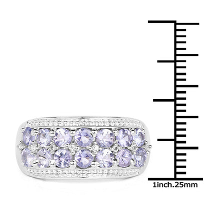 1.44 Carat Genuine Tanzanite & White Topaz .925 Sterling Silver Ring Bids.com