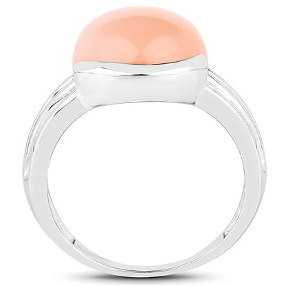 6.00 Carat Genuine Peach Moonstone .925 Sterling Silver Ring Bids.com