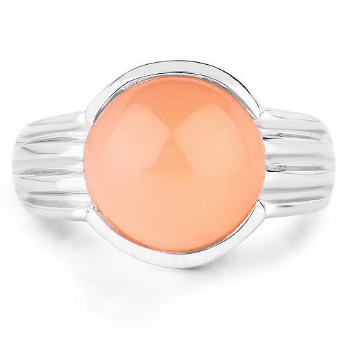 6.00 Carat Genuine Peach Moonstone .925 Sterling Silver Ring Bids.com