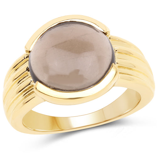14K Yellow Gold Plated 4.89 Carat Genuine Smoky Quartz .925 Sterling Silver Ring Bids.com