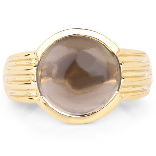 14K Yellow Gold Plated 4.89 Carat Genuine Smoky Quartz .925 Sterling Silver Ring Bids.com
