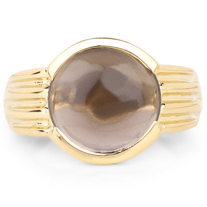 14K Yellow Gold Plated 4.89 Carat Genuine Smoky Quartz .925 Sterling Silver Ring Bids.com