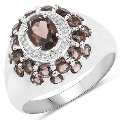 1.90 Carat Genuine Smoky Quartz .925 Sterling Silver Ring Bids.com