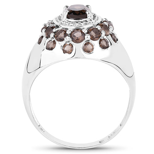 1.90 Carat Genuine Smoky Quartz .925 Sterling Silver Ring Bids.com