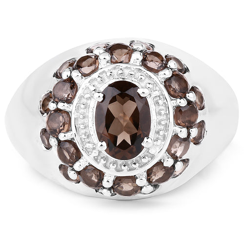 1.90 Carat Genuine Smoky Quartz .925 Sterling Silver Ring Bids.com