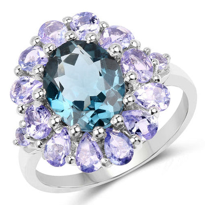 5.41 Carat Genuine London Blue Topaz and Tanzanite .925 Sterling Silver Ring Bids.com