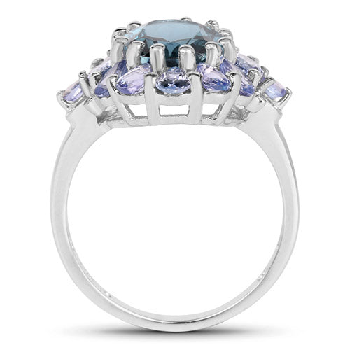 5.41 Carat Genuine London Blue Topaz and Tanzanite .925 Sterling Silver Ring Bids.com