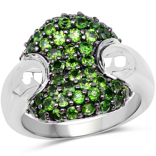1.82 Carat Genuine Chrome Diopside .925 Sterling Silver Ring Bids.com