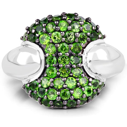 1.82 Carat Genuine Chrome Diopside .925 Sterling Silver Ring Bids.com
