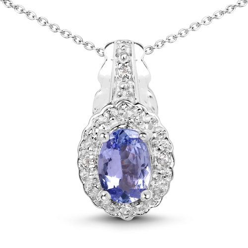 2.46 Carat Genuine Tanzanite and White Topaz .925 Sterling Silver 3 Piece Jewelry Set (Ring, Earrings, and Pendant w/ Chain) Bids.com