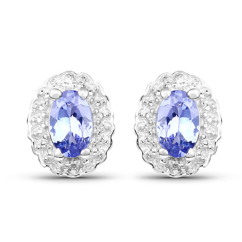 2.46 Carat Genuine Tanzanite and White Topaz .925 Sterling Silver 3 Piece Jewelry Set (Ring, Earrings, and Pendant w/ Chain) Bids.com