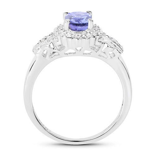 2.46 Carat Genuine Tanzanite and White Topaz .925 Sterling Silver 3 Piece Jewelry Set (Ring, Earrings, and Pendant w/ Chain) Bids.com