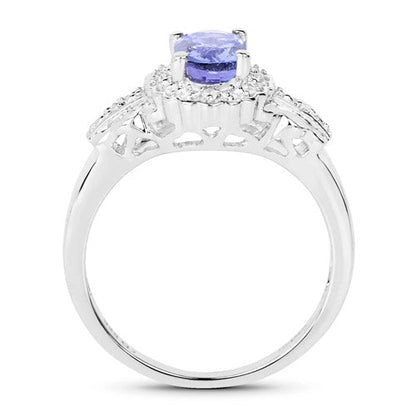 2.46 Carat Genuine Tanzanite and White Topaz .925 Sterling Silver 3 Piece Jewelry Set (Ring, Earrings, and Pendant w/ Chain) Bids.com