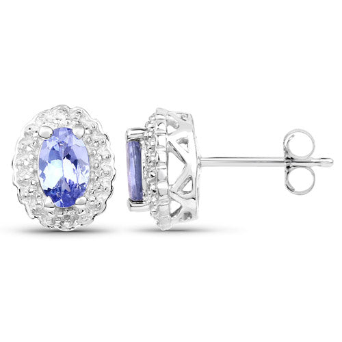 2.46 Carat Genuine Tanzanite and White Topaz .925 Sterling Silver 3 Piece Jewelry Set (Ring, Earrings, and Pendant w/ Chain) Bids.com