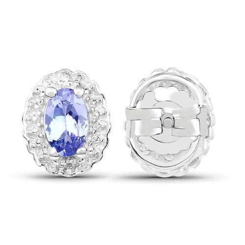 2.46 Carat Genuine Tanzanite and White Topaz .925 Sterling Silver 3 Piece Jewelry Set (Ring, Earrings, and Pendant w/ Chain) Bids.com
