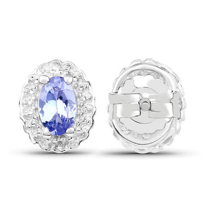 2.46 Carat Genuine Tanzanite and White Topaz .925 Sterling Silver 3 Piece Jewelry Set (Ring, Earrings, and Pendant w/ Chain) Bids.com