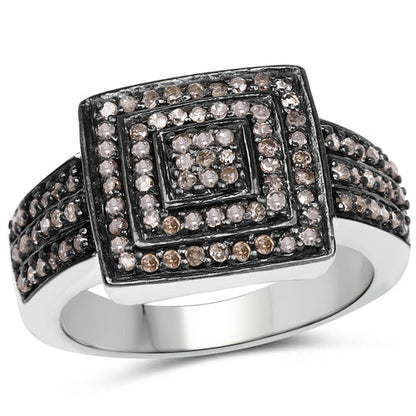 0.42 Carat Genuine Champagne Diamond .925 Sterling Silver Ring Bids.com