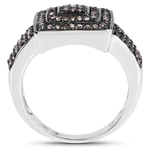 0.42 Carat Genuine Champagne Diamond .925 Sterling Silver Ring Bids.com