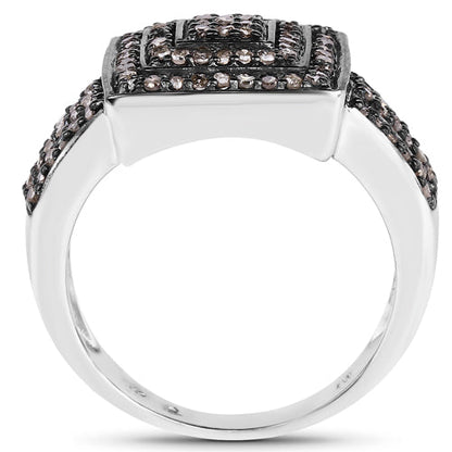 0.42 Carat Genuine Champagne Diamond .925 Sterling Silver Ring Bids.com