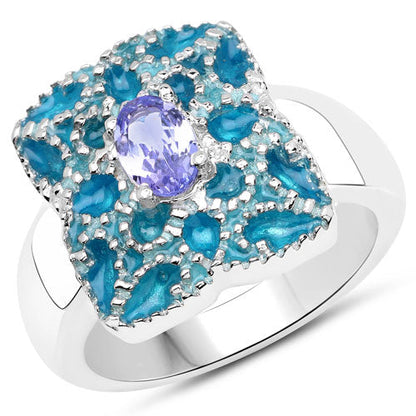 0.44 Carat Genuine Tanzanite .925 Sterling Silver Ring Bids.com