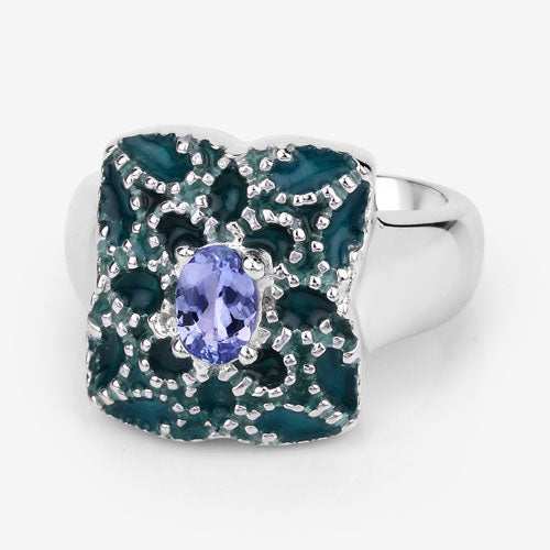 0.44 Carat Genuine Tanzanite .925 Sterling Silver Ring Bids.com