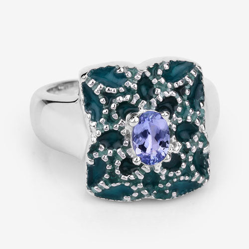 0.44 Carat Genuine Tanzanite .925 Sterling Silver Ring Bids.com