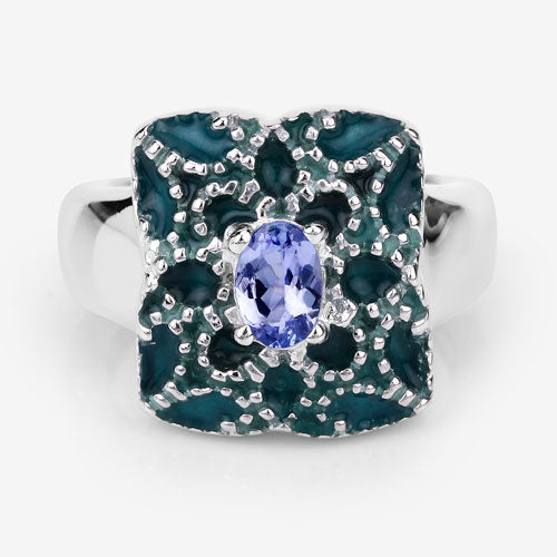 0.44 Carat Genuine Tanzanite .925 Sterling Silver Ring Bids.com