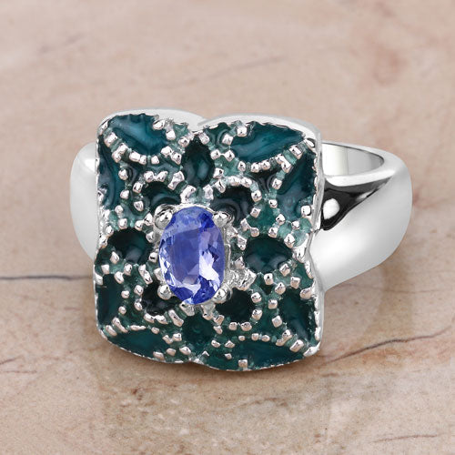 0.44 Carat Genuine Tanzanite .925 Sterling Silver Ring Bids.com