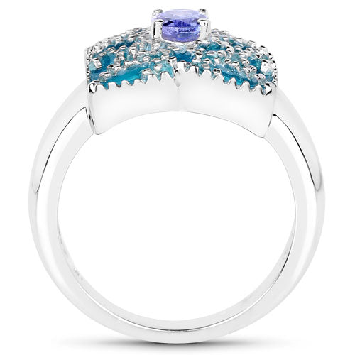 0.44 Carat Genuine Tanzanite .925 Sterling Silver Ring Bids.com