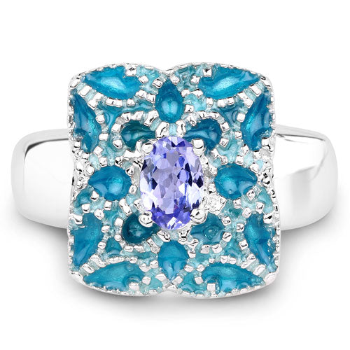 0.44 Carat Genuine Tanzanite .925 Sterling Silver Ring Bids.com