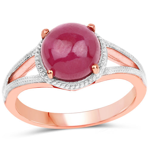 14K Rose Gold Plated 5.05 Carat Glass Filled Ruby .925 Sterling Silver Ring Bids.com