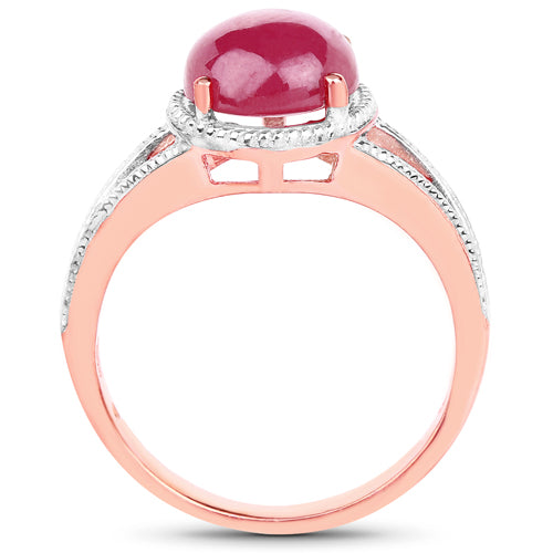 14K Rose Gold Plated 5.05 Carat Glass Filled Ruby .925 Sterling Silver Ring Bids.com