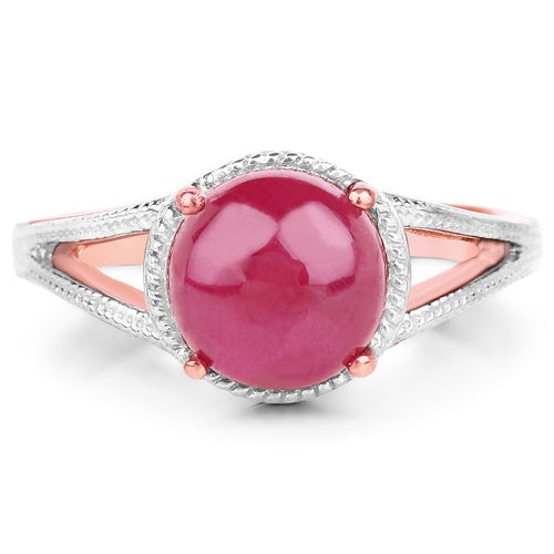 14K Rose Gold Plated 5.05 Carat Glass Filled Ruby .925 Sterling Silver Ring Bids.com