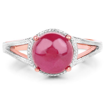 14K Rose Gold Plated 5.05 Carat Glass Filled Ruby .925 Sterling Silver Ring Bids.com