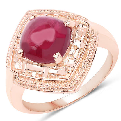 14K Rose Gold Plated 3.15 Carat Genuine Glass Filled Ruby .925 Sterling Silver Ring Bids.com