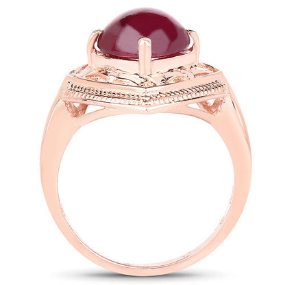 14K Rose Gold Plated 3.15 Carat Genuine Glass Filled Ruby .925 Sterling Silver Ring Bids.com