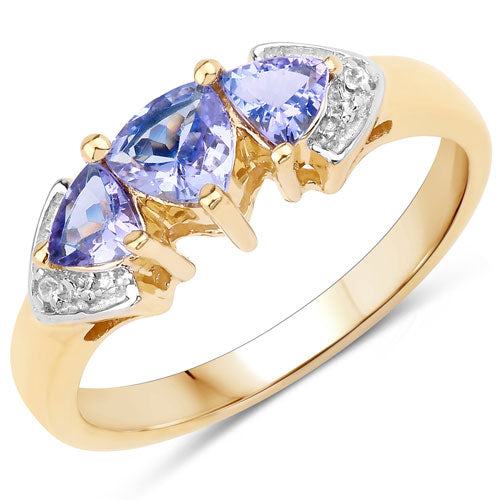 0.90 Carat Genuine Tanzanite and White Topaz .925 Sterling Silver Ring Bids.com
