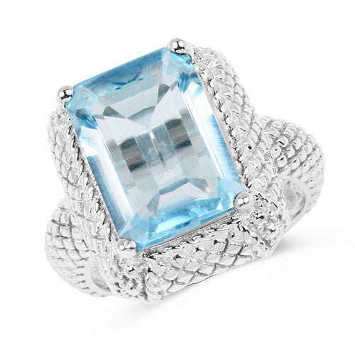 9.25 Carat Genuine Blue Topaz .925 Sterling Silver Ring Bids.com