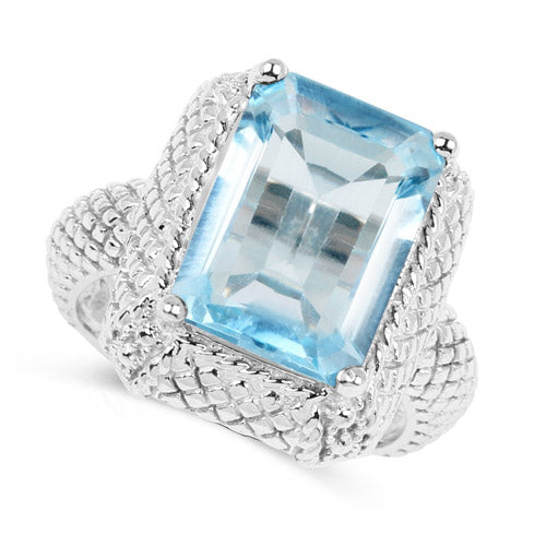 9.25 Carat Genuine Blue Topaz .925 Sterling Silver Ring Bids.com
