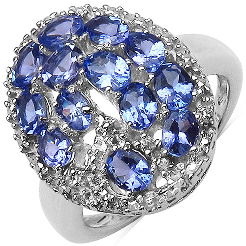 2.29 Carat Genuine Tanzanite & White Topaz .925 Sterling Silver Ring Bids.com