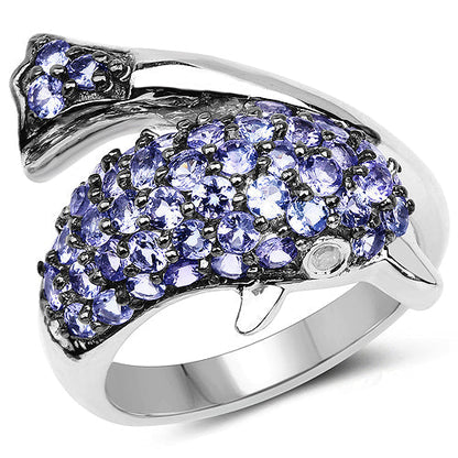 1.45 Carat Genuine Tanzanite and White Diamond .925 Sterling Silver Ring Bids.com