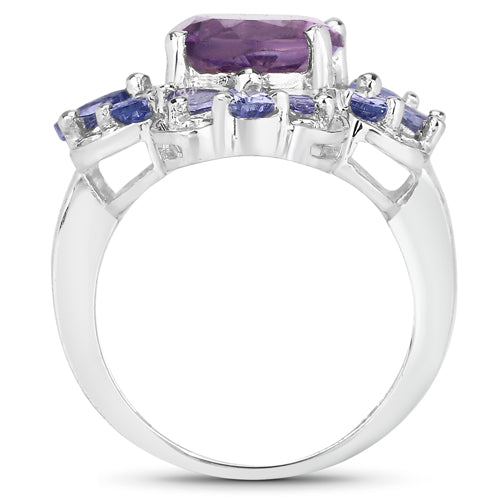 4.88 Carat Genuine Amethyst and Tanzanite .925 Sterling Silver Ring Bids.com