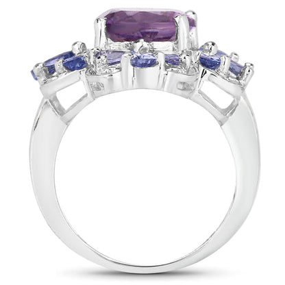 4.88 Carat Genuine Amethyst and Tanzanite .925 Sterling Silver Ring Bids.com