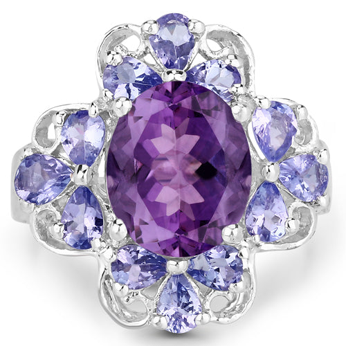 4.88 Carat Genuine Amethyst and Tanzanite .925 Sterling Silver Ring Bids.com
