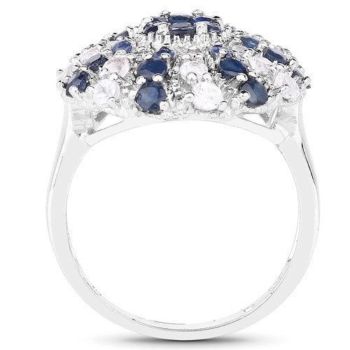 1.78 Carat Genuine Blue Sapphire & White Topaz .925 Sterling Silver Ring Bids.com