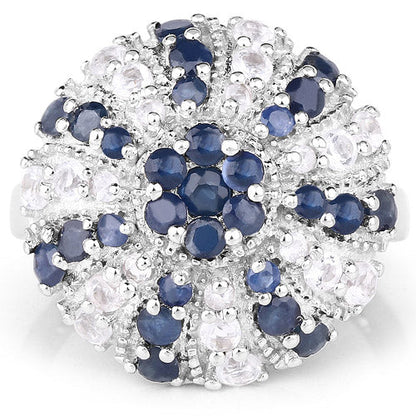 1.78 Carat Genuine Blue Sapphire & White Topaz .925 Sterling Silver Ring Bids.com