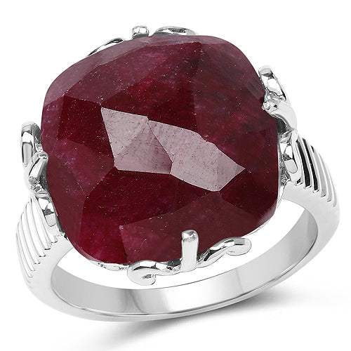 13.65 Carat Dyed Ruby .925 Sterling Silver Ring Bids.com