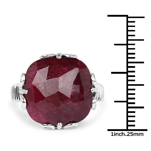 13.65 Carat Dyed Ruby .925 Sterling Silver Ring Bids.com